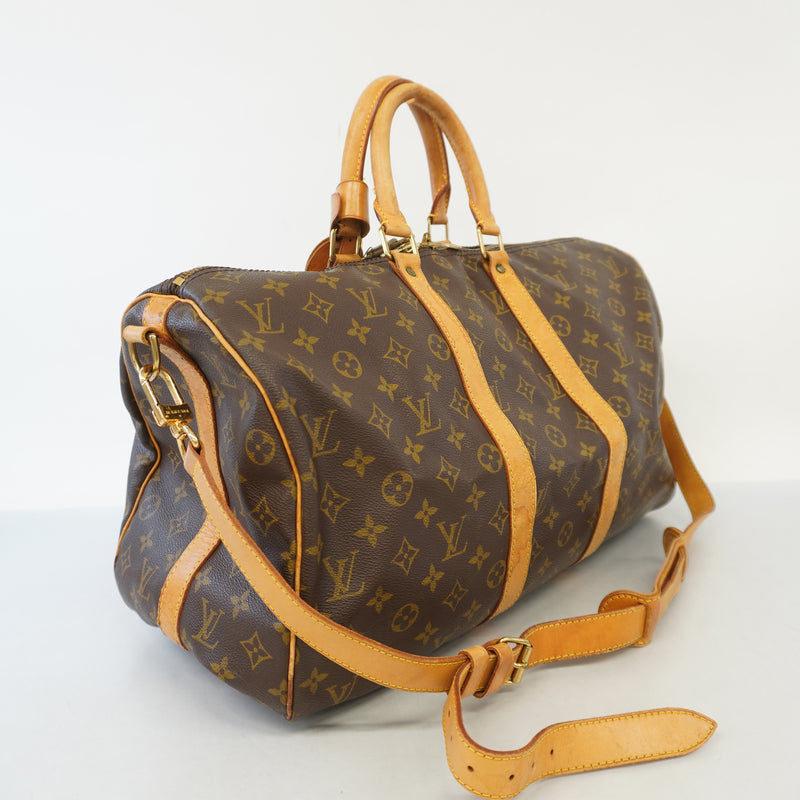 Auth Louis Vuitton Monogram Keepol Band Lier 45 M41418 Unisex Boston Bag