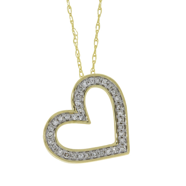 .11ct Diamond Heart Love Pendant 14KT Yellow Gold