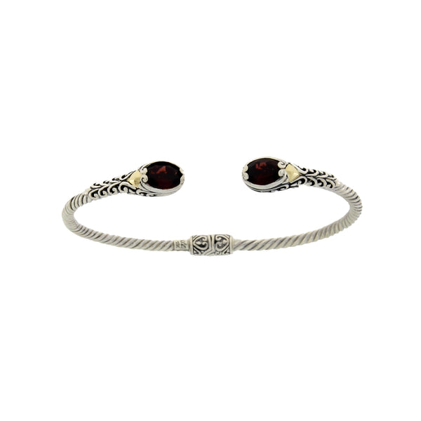 2.75ct Garnet Bangle Bracelet Sterling Silver 18KT Gold