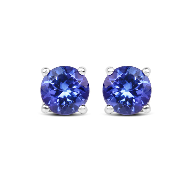 0.94 Carat Genuine Tanzanite 14K White Gold Earrings