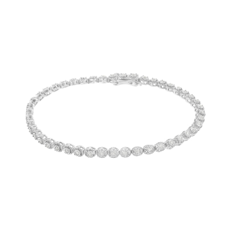 .925 Sterling Silver 1/2 cttw Miracle-Set Diamond Bezel Look Tennis Bracelet (I-J, I3) - 7.25