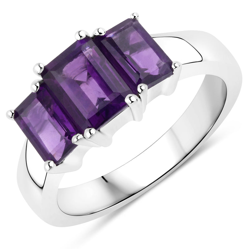 1.95 Carat Genuine Amethyst .925 Sterling Silver Ring