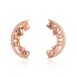 18k Rose Gold Natural Diamond Stud Earrings Women Jewelry