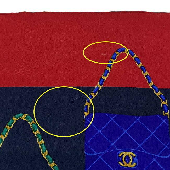 Chanel Stall Red Black Blue Green Silk 100% CHANEL Bag Motif Matrasse Chain Coco Mark Ladies