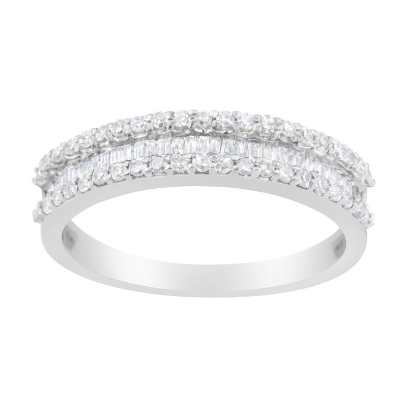 14KT White Gold 1/2 Cttw Diamond Modern Band Ring (H-I Color, SI2-I1 Clarity) - Size 7