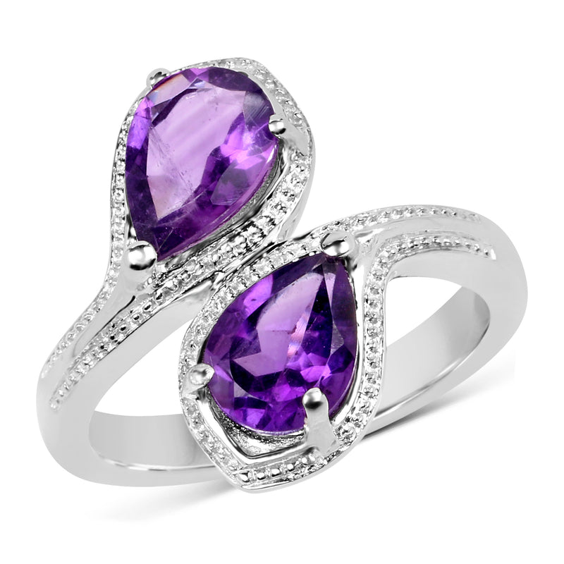 2.30 Carat Genuine Amethyst .925 Sterling Silver Ring