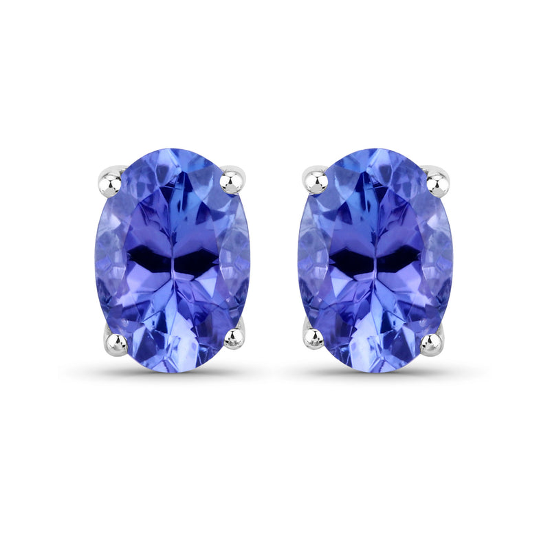 1.20 Carat Genuine Tanzanite 14K White Gold Earrings