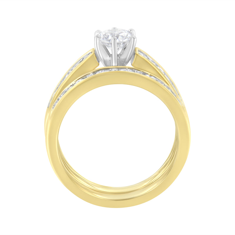 14K Yellow and White Gold 1 ct TDW Diamond Engagement Ring Set (H-I VS1-VS2) - Ring size 7