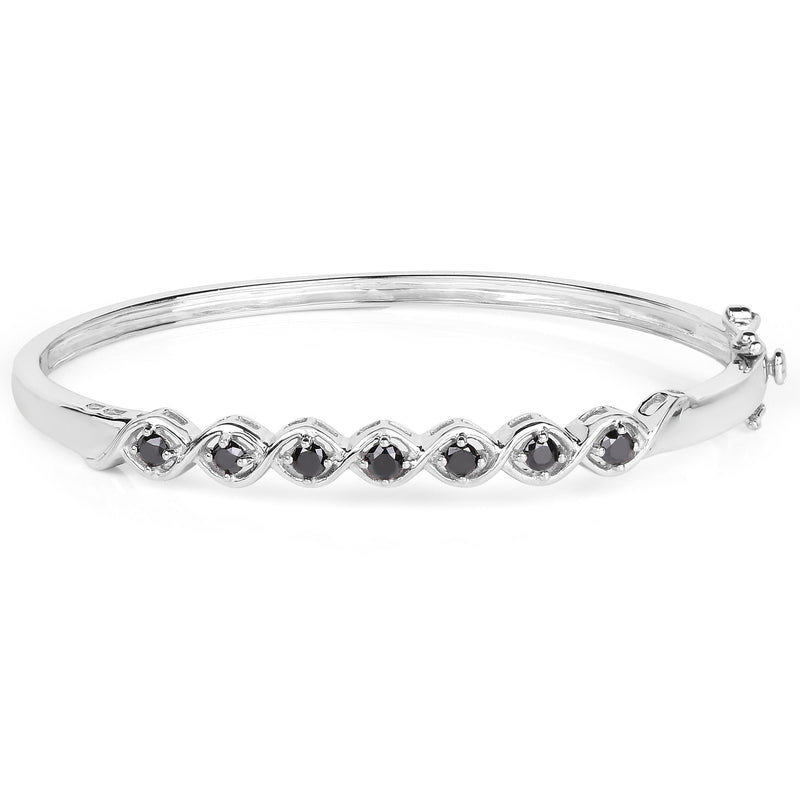 1.03 Carat Genuine Black Diamond .925 Sterling Silver Bangle