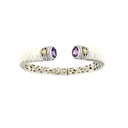 Amethyst Bangle Bracelet Sterling Silver 18KT Gold