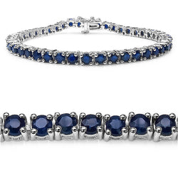 7.92 Carat Genuine Sapphire .925 Sterling Silver Bracelet