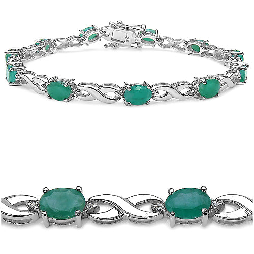 5.06 Carat Genuine Emerald .925 Sterling Silver Bracelet