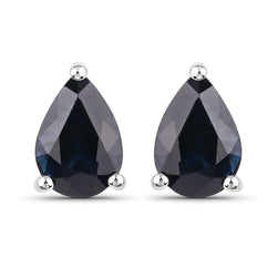 1.60 Carat Genuine Blue Sapphire 14K White Gold Earrings