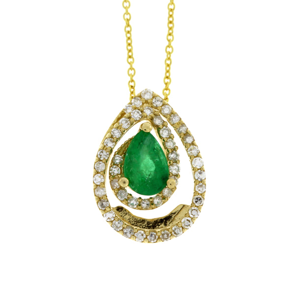 .67ct Emerald Diamond Fashion Pendants 14KT Yellow Gold