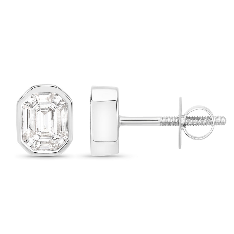 0.53 Carat Genuine White Diamond 14K White Gold Earrings (G-H Color, VS Clarity)