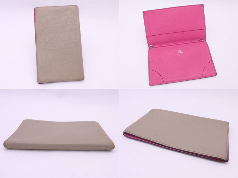 Hermes HERMES notebook cover Greige pink leather agenda ladies