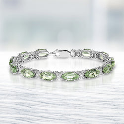 22.75 Carat Genuine Green Amethyst .925 Sterling Silver Bracelet