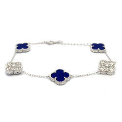 Lapis Lazuli Cubic Zirconia Bracelet Sterling Silver