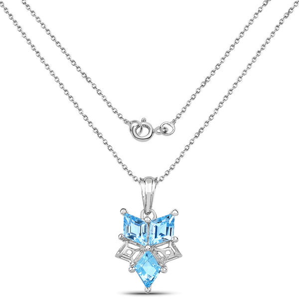 4.65 Carat Genuine Blue Topaz .925 Sterling Silver Pendant