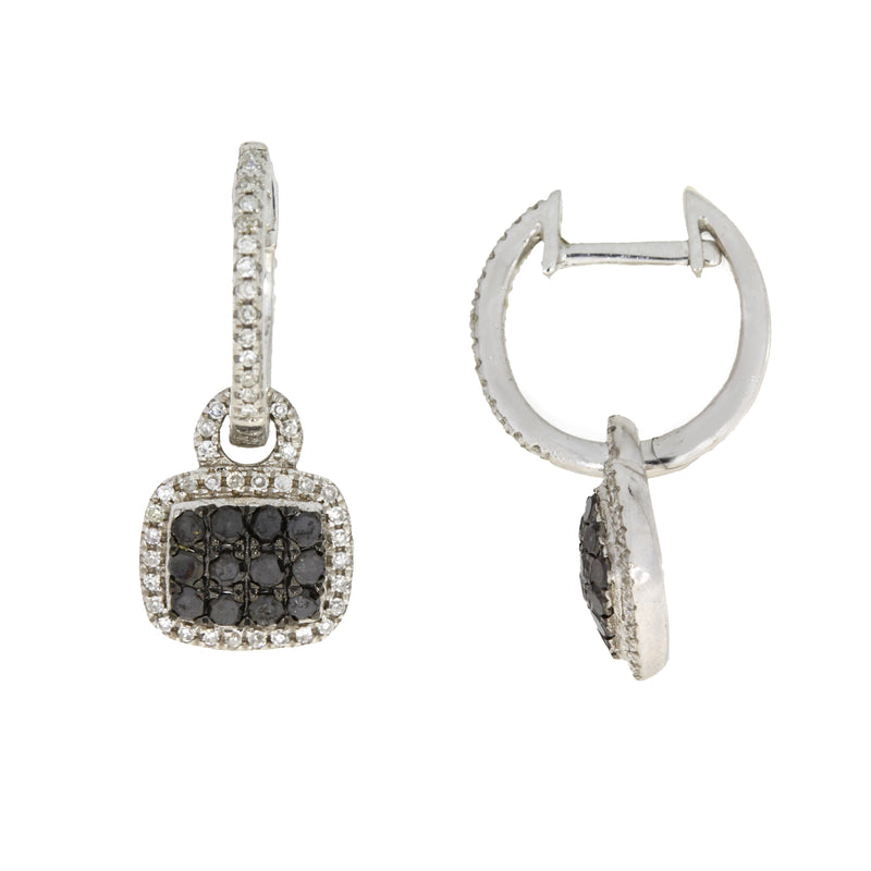 Black Diamond Diamond Dangle Earrings 10KT White Gold