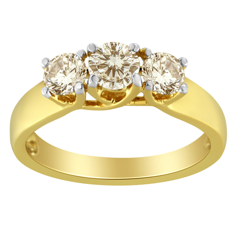 10K Yellow Gold Diamond 3-Stone Ring (1 Cttw, J-K Color, I1-I2 Clarity) - Size 6