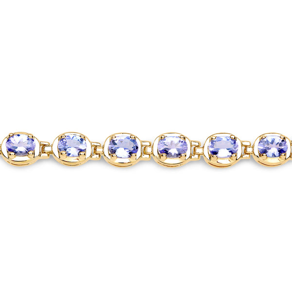 14K Yellow Gold Plated 4.59 Carat Genuine Tanzanite .925 Sterling Silver Bracelet