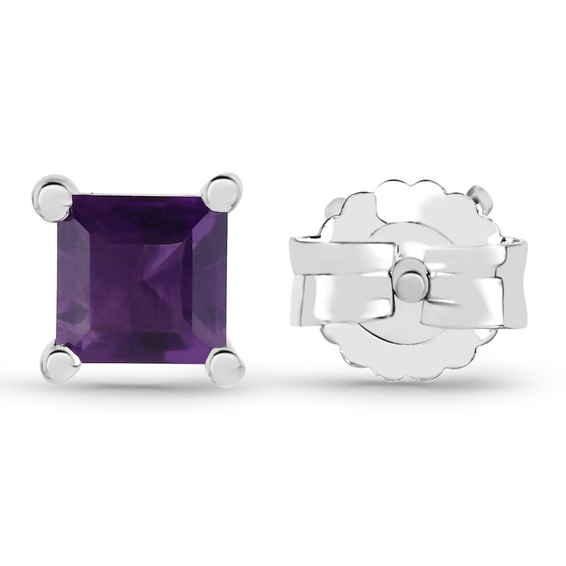 0.80 Carat Genuine Amethyst .925 Sterling Silver Earrings