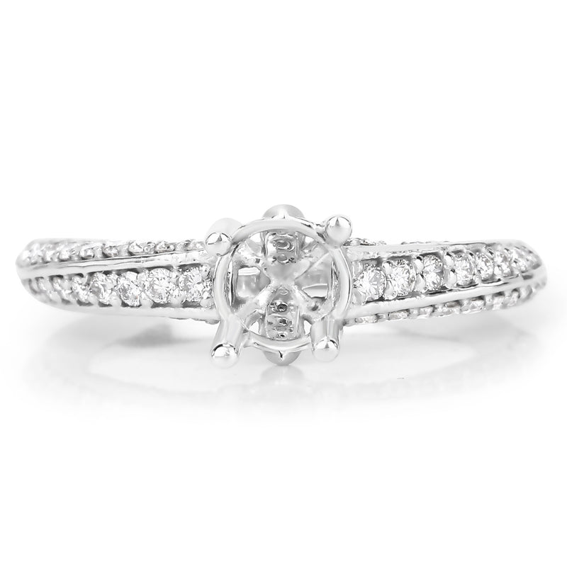 0.60 Carat Genuine White Diamond 14K White Gold Ring (I-J Color, SI Clarity)