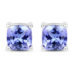 1.62 Carat Genuine Tanzanite 14K White Gold Earrings