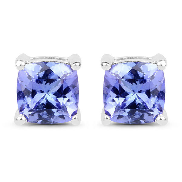 1.62 Carat Genuine Tanzanite 14K White Gold Earrings