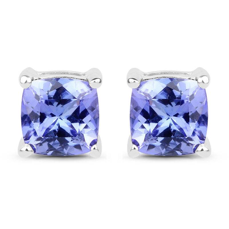 1.62 Carat Genuine Tanzanite 14K White Gold Earrings