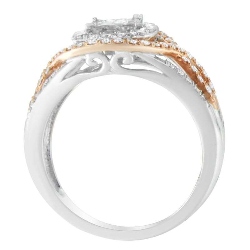 10k Two-Toned Gold 7/8ct TDW Mixed-Cut Diamond Composite Frame Ring(H-ISI1-SI2)