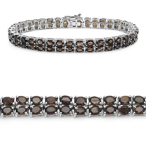 11.40 Carat Genuine Smoky Quartz .925 Sterling Silver Bracelet