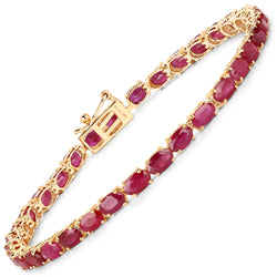 9.18 Carat Genuine Ruby 14K Yellow Gold Bracelet