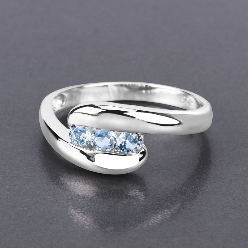 0.74 Carat Genuine Blue Topaz .925 Sterling Silver Ring