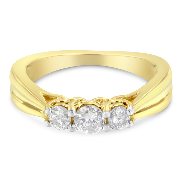 10K Yellow Gold Three-stone Diamond Ring (0.50 cttw, J-K Color, I2-I3 Clarity)