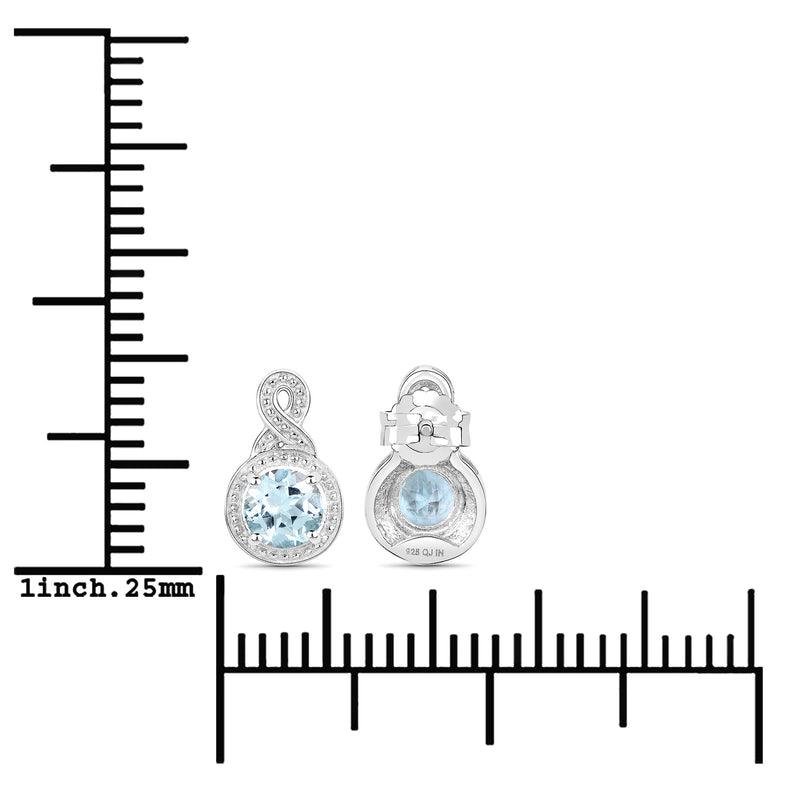 1.90 Carat Genuine Blue Topaz .925 Sterling Silver Earrings