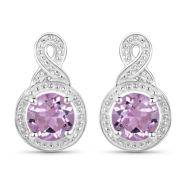 1.46 Carat Genuine Amethyst .925 Sterling Silver Earrings