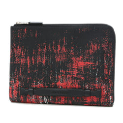 Dior Homme Clutch Bag Leather Red Black