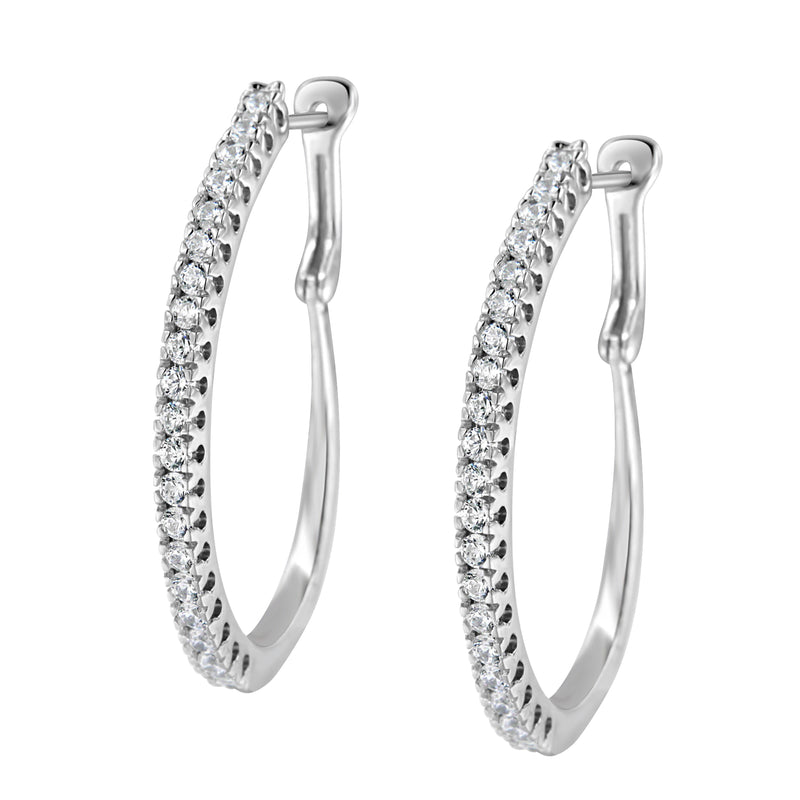 14KT White Gold 1 cttw Diamond Hoop Earrings (H-I, I1-I2)