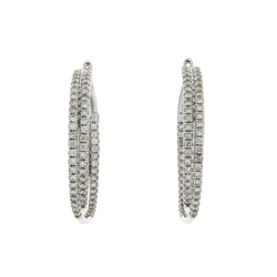 Genuine 3.00ct Diamond Hoop Earrings 10KT White Gold