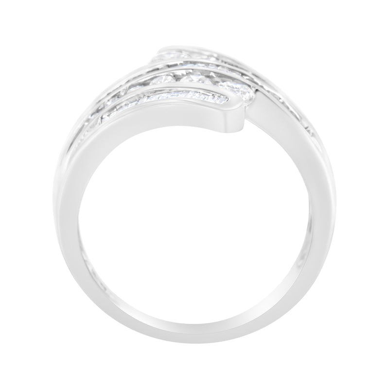 10K White Gold 1 ct TDW Diamond Bypass Ring (I-JSI2-I1)
