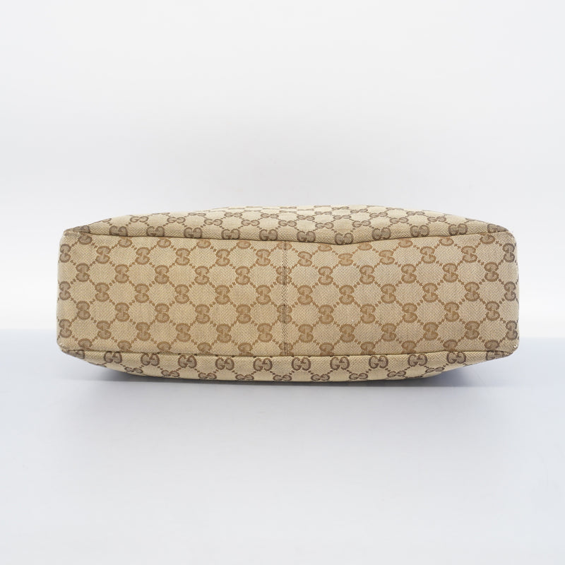 Auth Gucci Horsebit Shoulder Bag 115867 Womens GG Canvas Shoulder Bag Beige