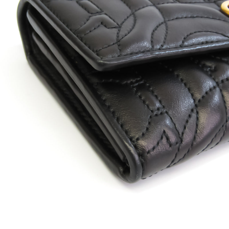 Salvatore Ferragamo Gancini 22 D334/00 Womens Calfskin Long Wallet (bi-fold) Black