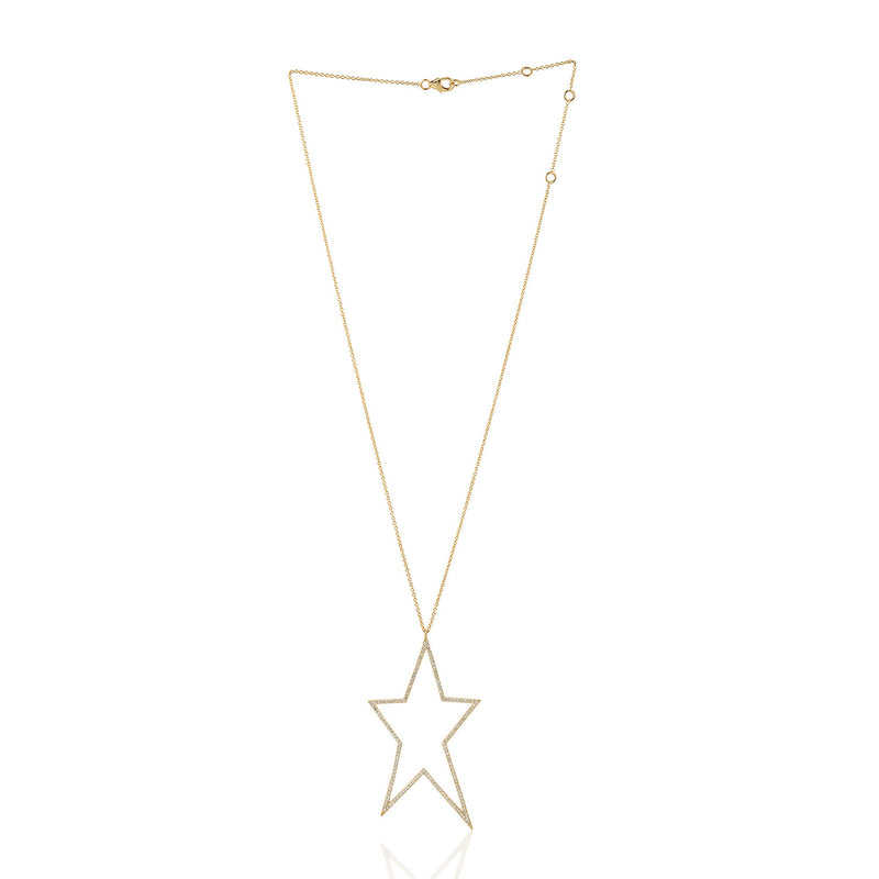0.81ct Diamond Star Necklace 14k Yellow Gold Jewelry
