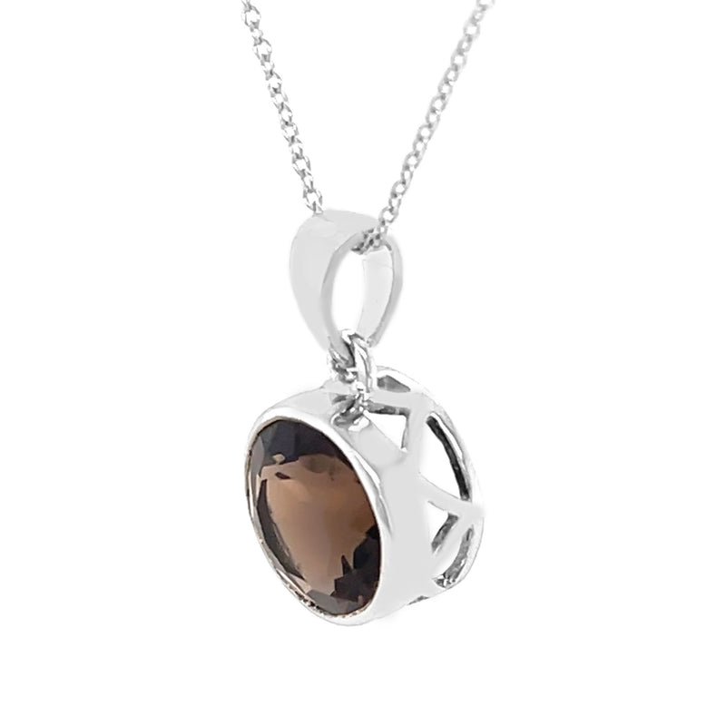 925 sterling silver with natural Smoky Quartz Round charms Pendant for women