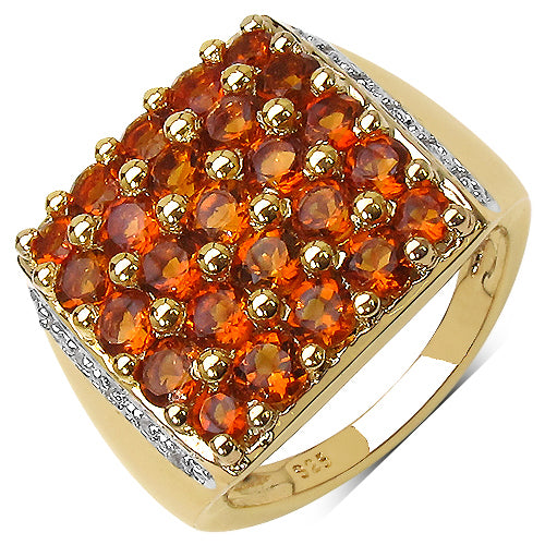 14K Yellow Gold Plated 2.43 Carat Genuine Citrine & White Topaz .925 Sterling Silver Ring