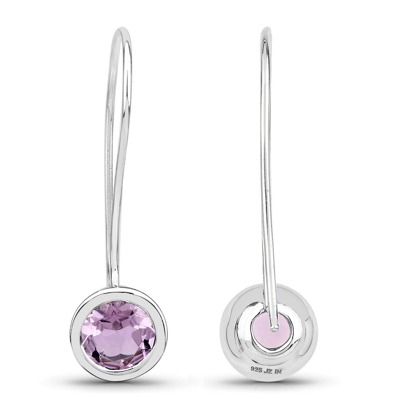 2.30 Carat Genuine Amethyst .925 Sterling Silver Earrings