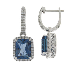 London Blue Topaz Dangle Earrings 14KT White Gold