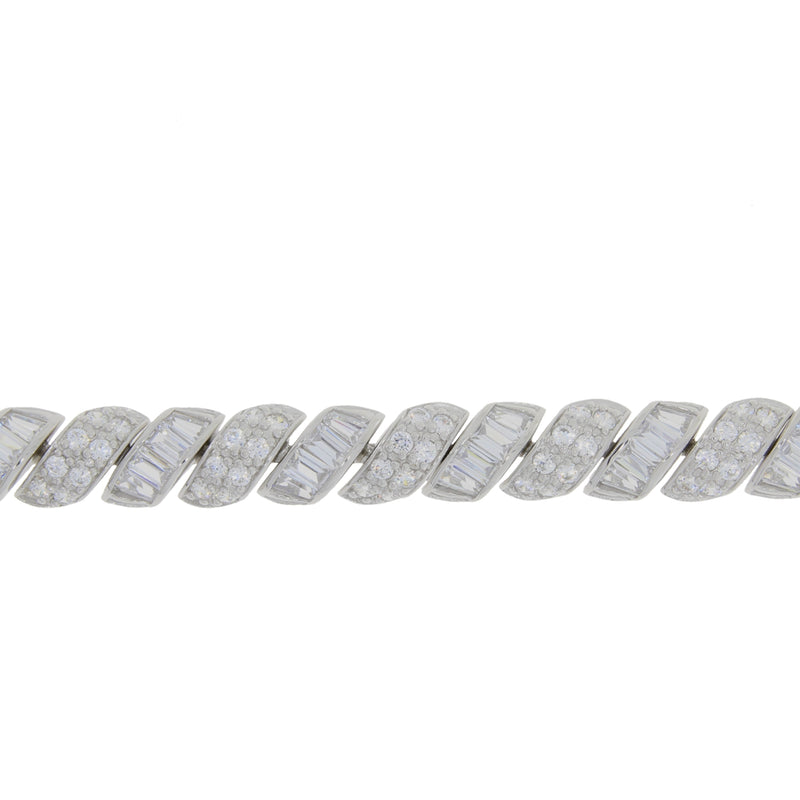 Natural Cubic Zirconium Tennis Bracelet Sterling Silver